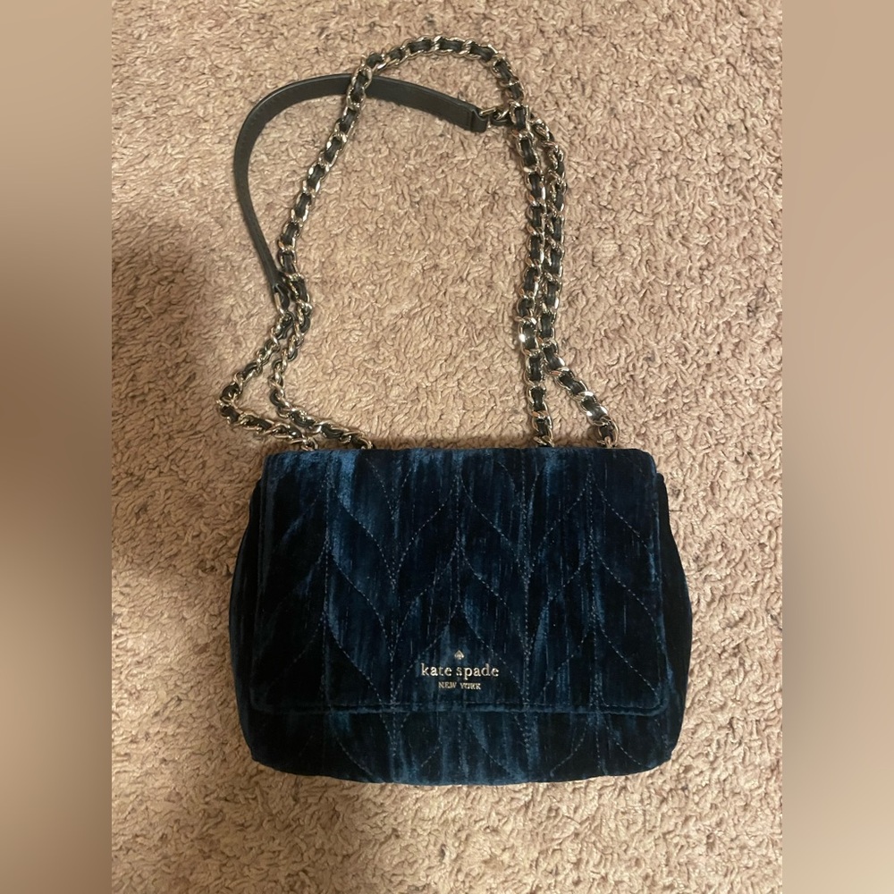 Kate Spade Blue Velvet Crossbody/shoulder Bag